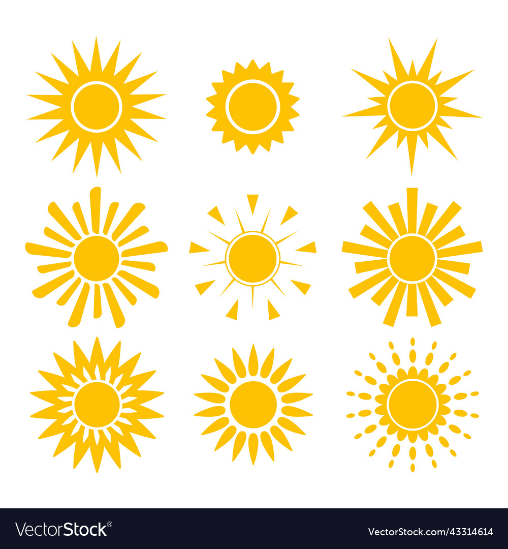 Sun icon set design isolated Royalty Free Vector Image