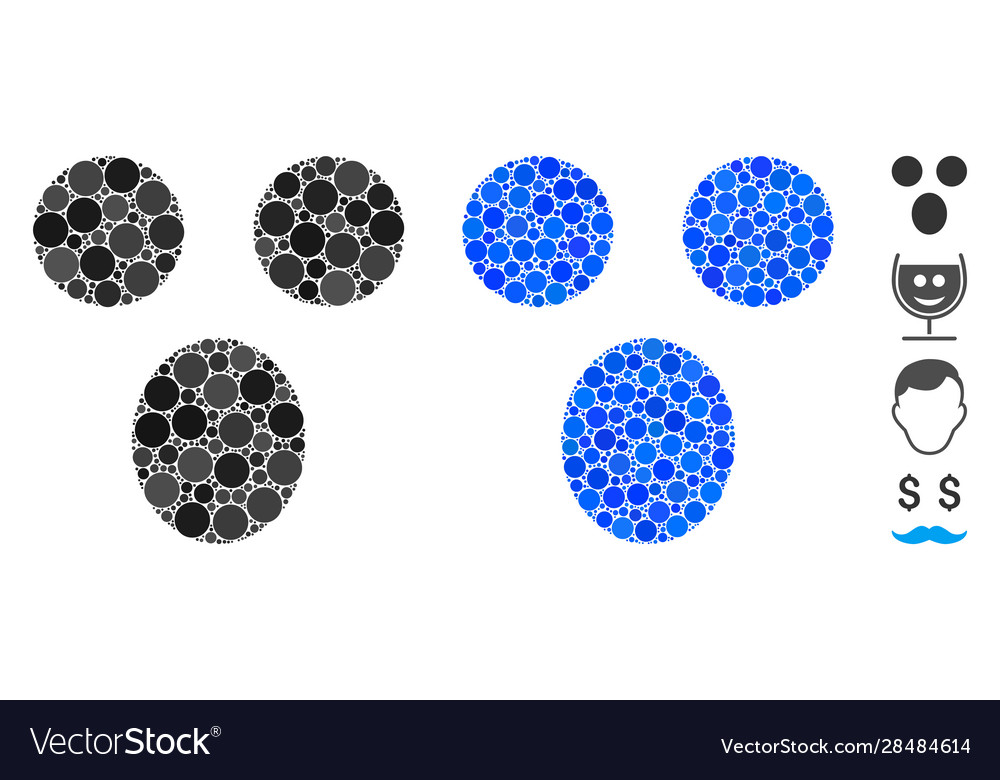 Surprised smiley mosaic icon round dots