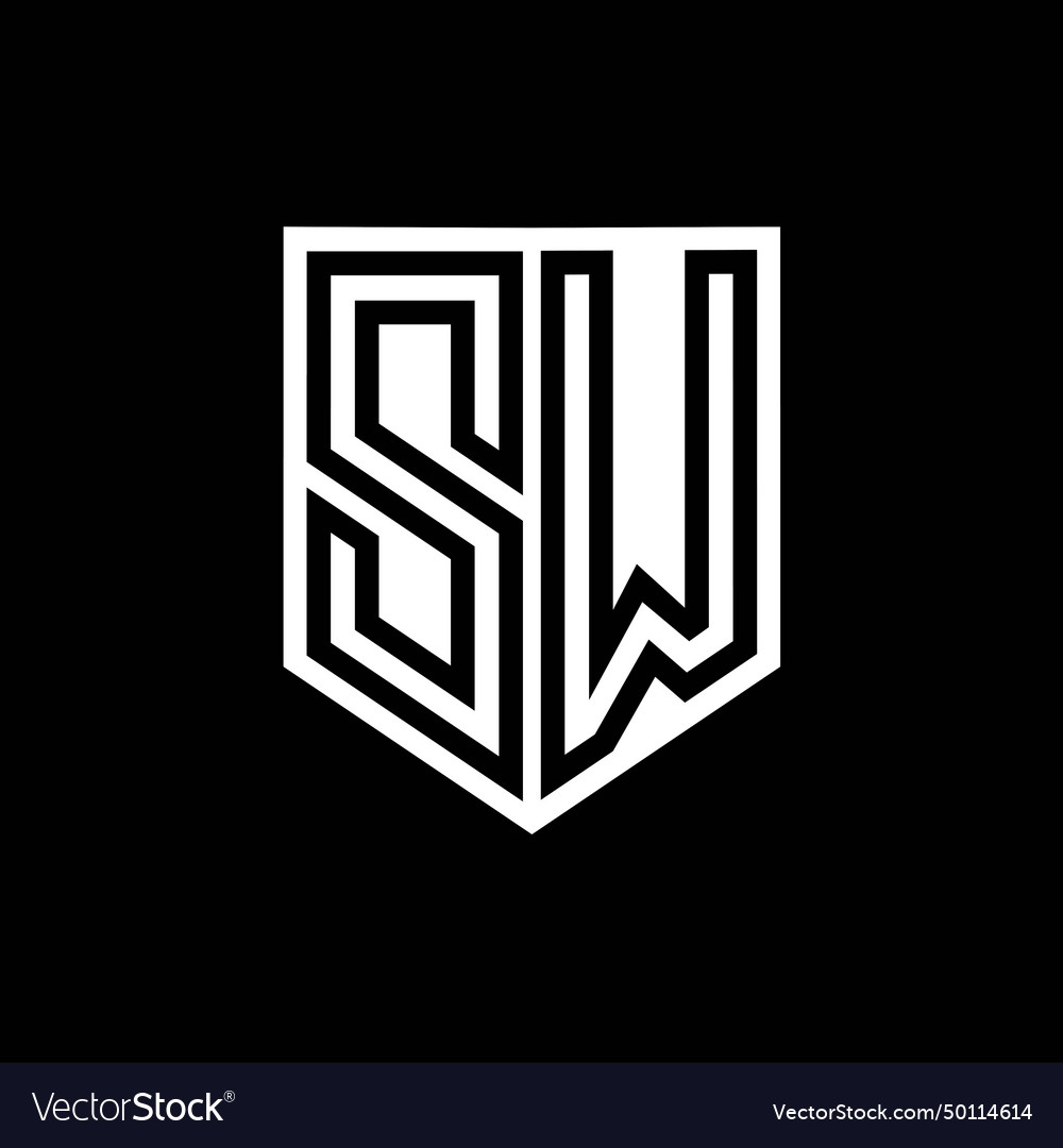 Sw letter logo monogram shield geometric line