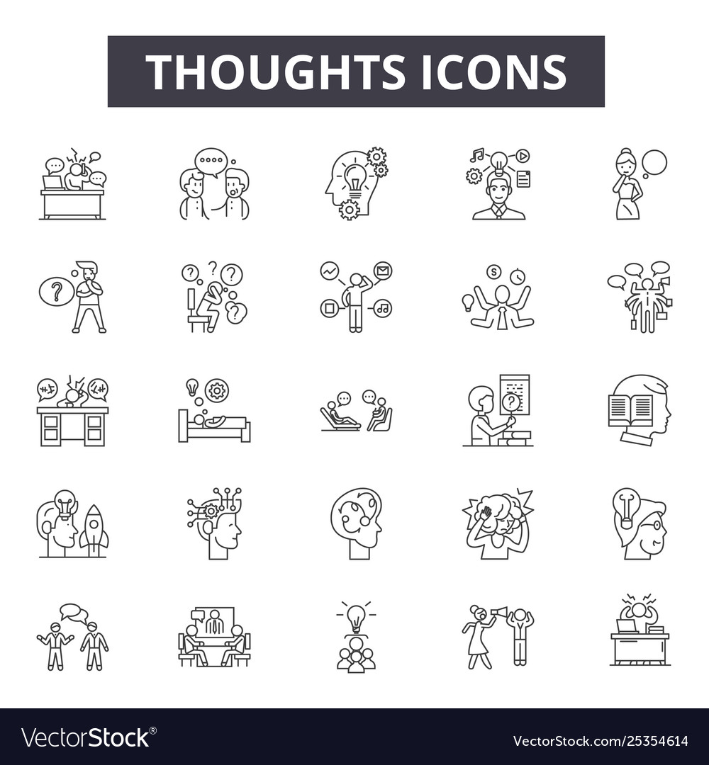 Thoughts line icons signs set linear Royalty Free Vector