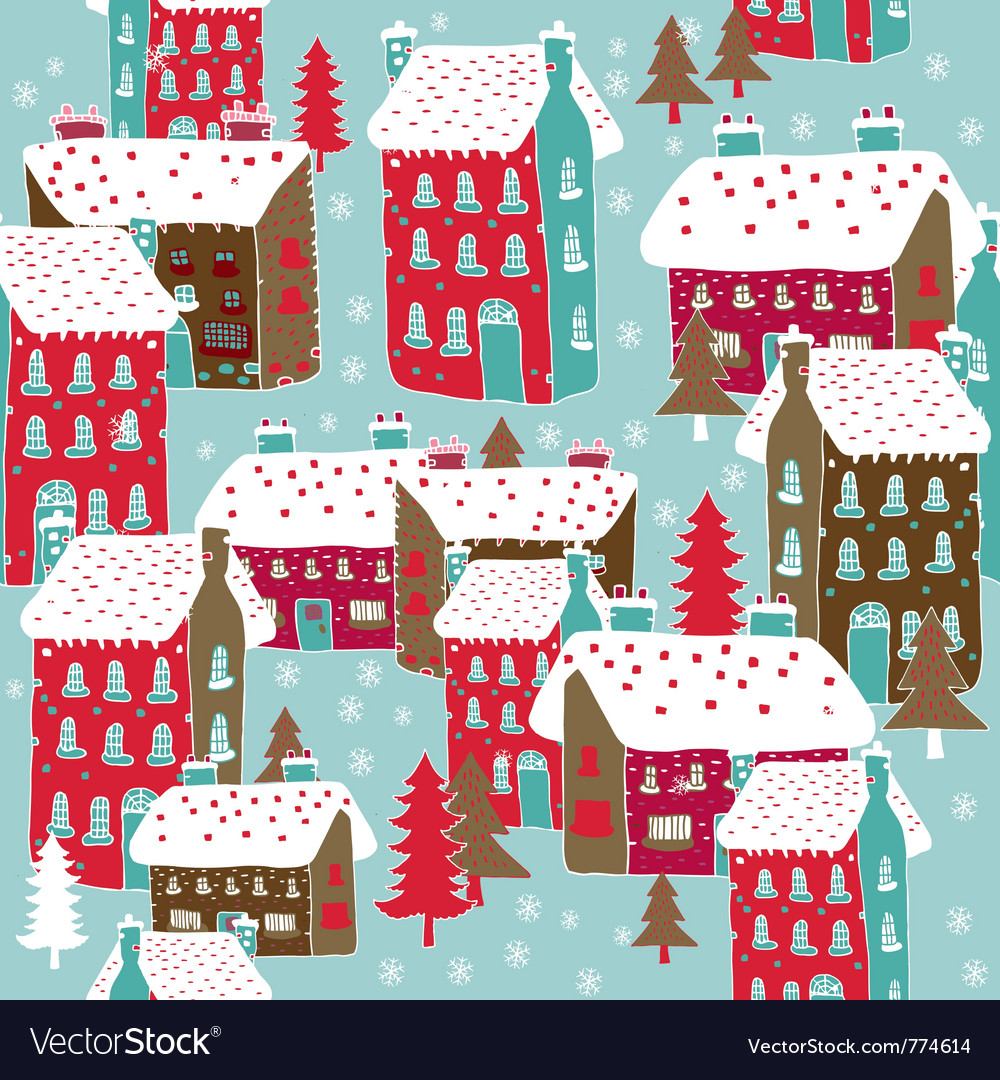 Winter township wallpaper Royalty Free Vector Image