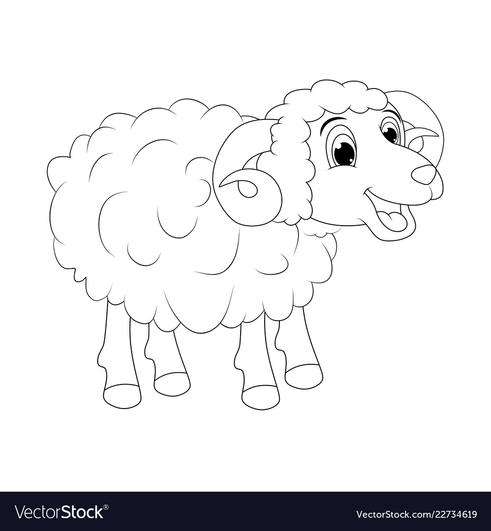 Cartoon outline ram design isolated on white Vector Image