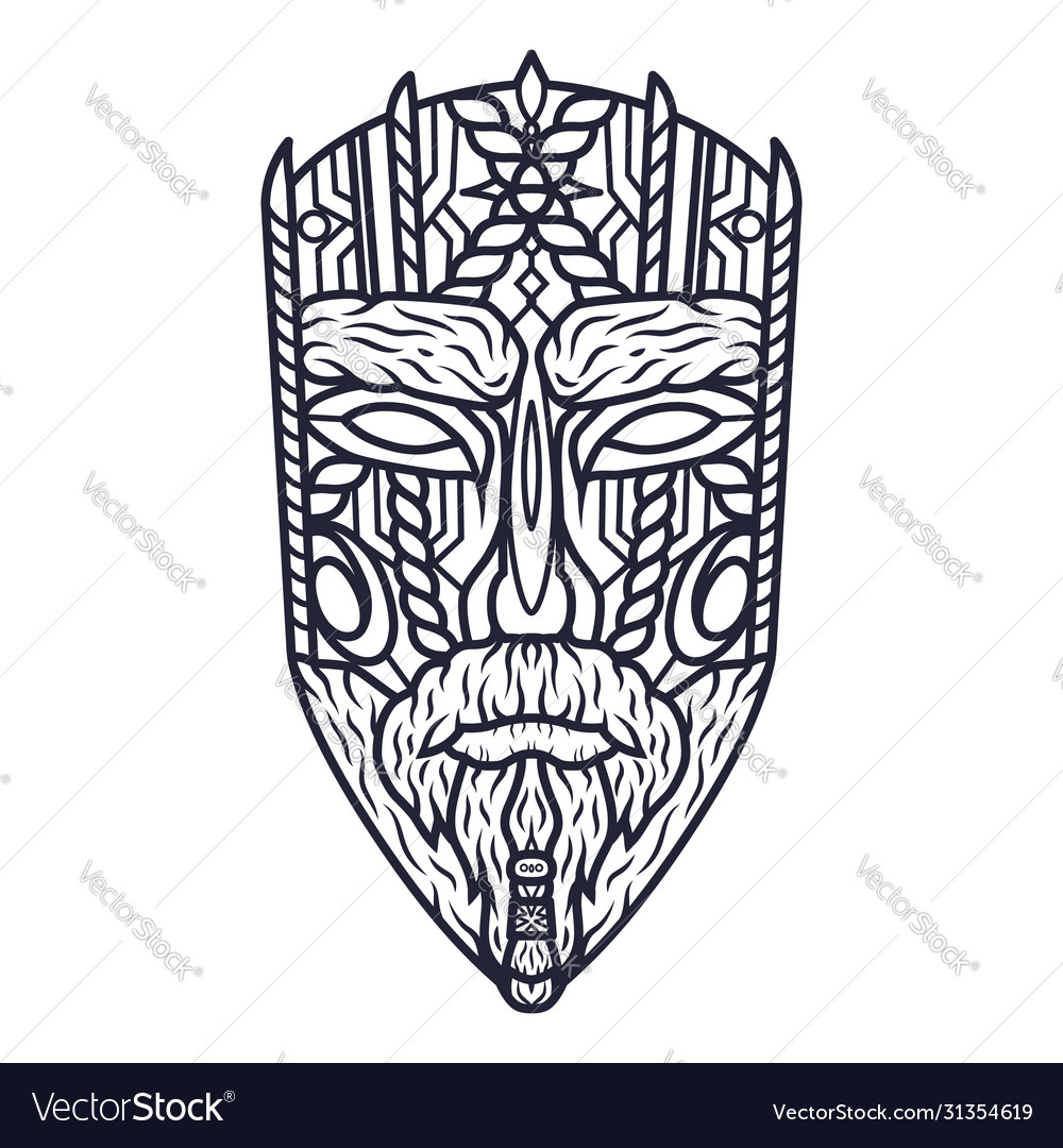 Carving ethnic wooden mask face totem Royalty Free Vector Carving ethnic wooden mask face totem Royalty Free Vector