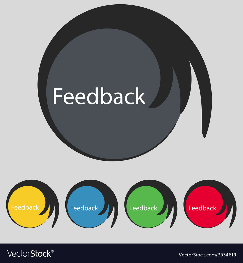 Feedback sign icon set of colored buttons