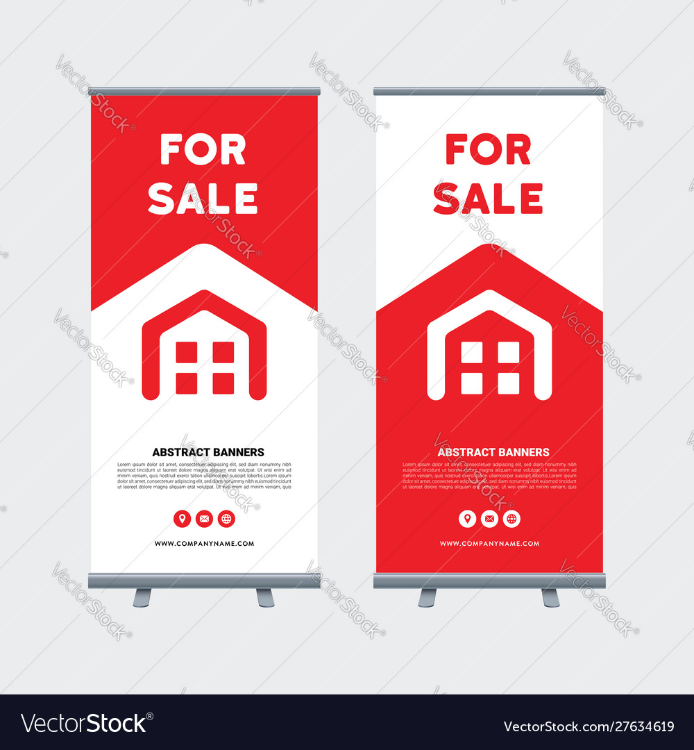 For sale banner real estate rollup design