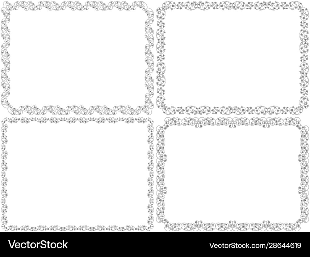 Set four black decorative frames Royalty Free Vector Image