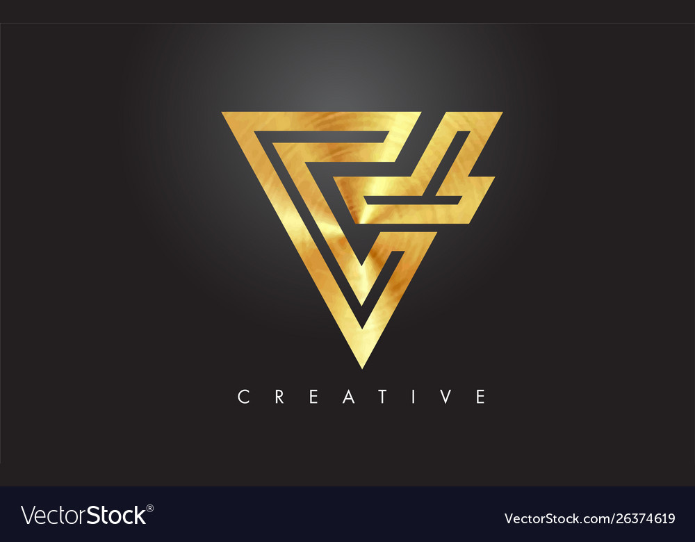 V golden letter monogram design logo gold letter Vector Image