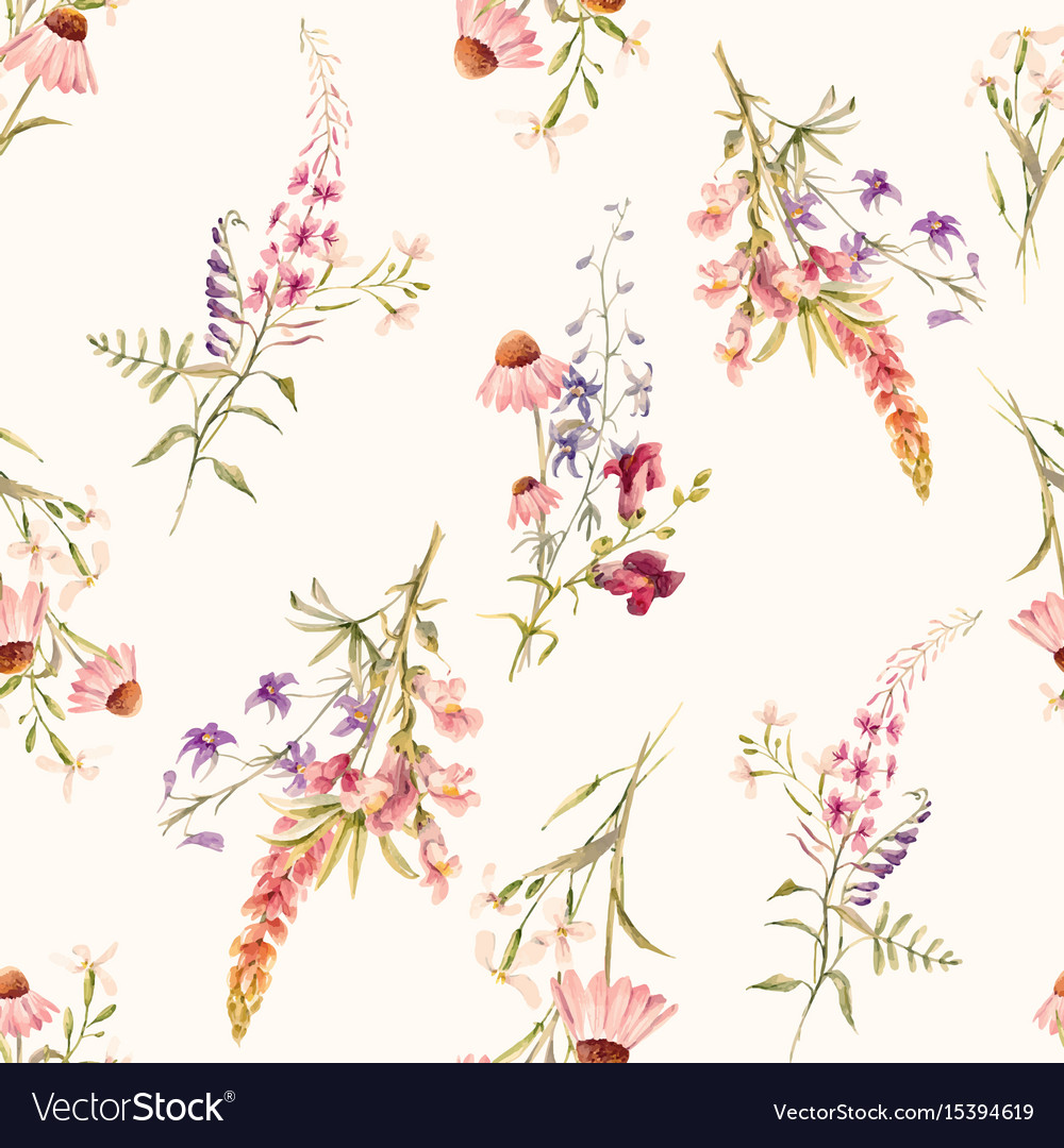 Watercolor floral summer pattern Royalty Free Vector Image