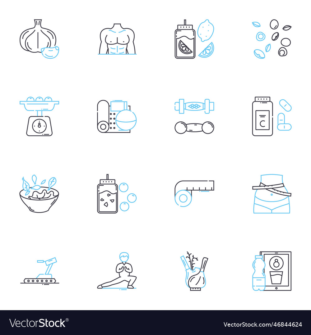 Clean nutrition linear icons set unprocessed