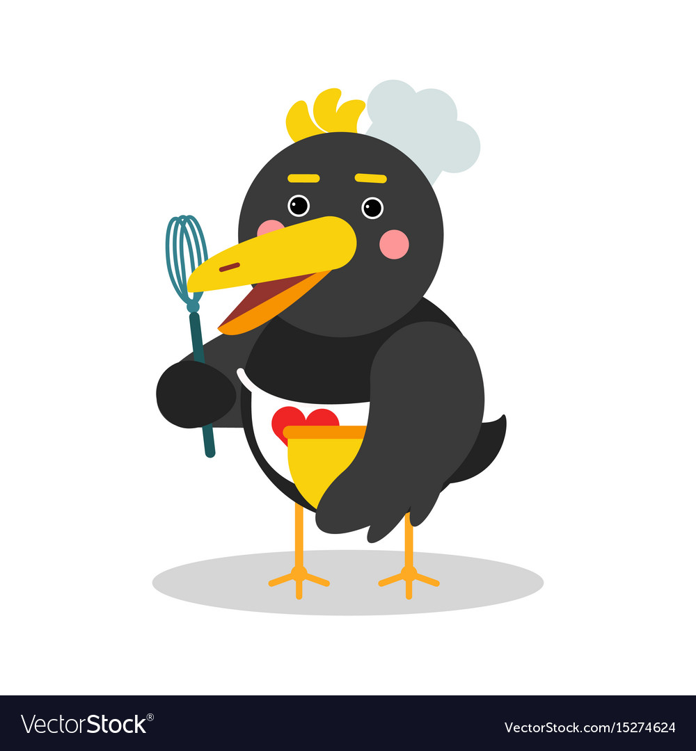 Cute cartoon chief raven character in geometric Vector Image