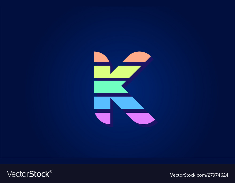 Design colored alphabet letter k Royalty Free Vector Image