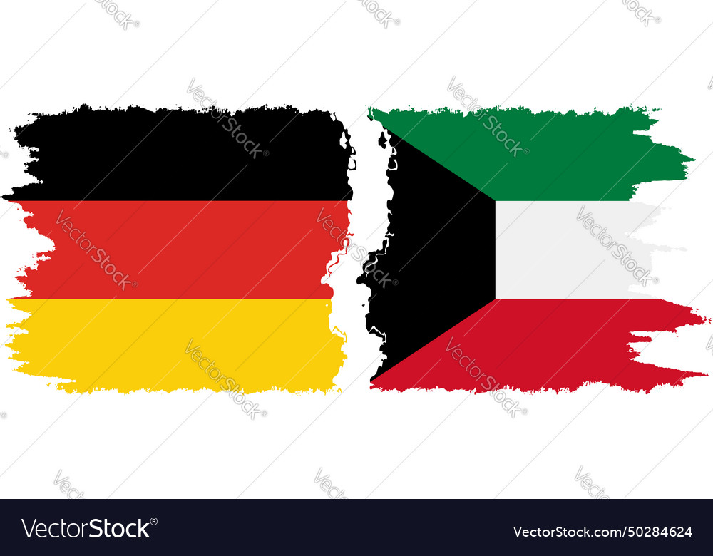 Kuwait and germany grunge flags connection