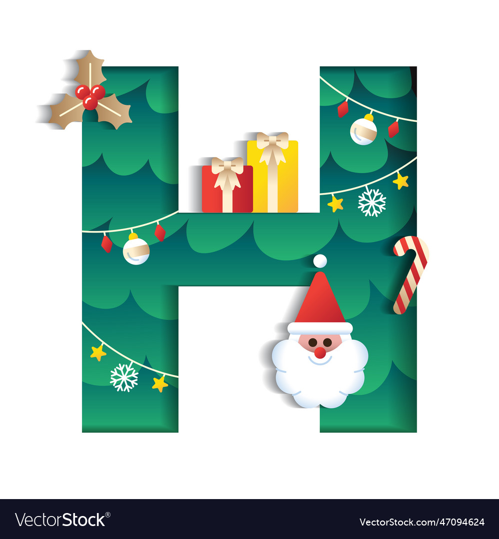 Letter h alphabet font cute merry christmas