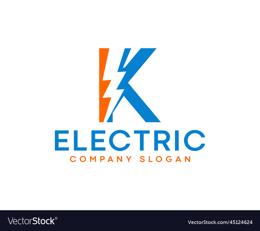 Letter k lightning elektrisches Logo mit Beleuchtung