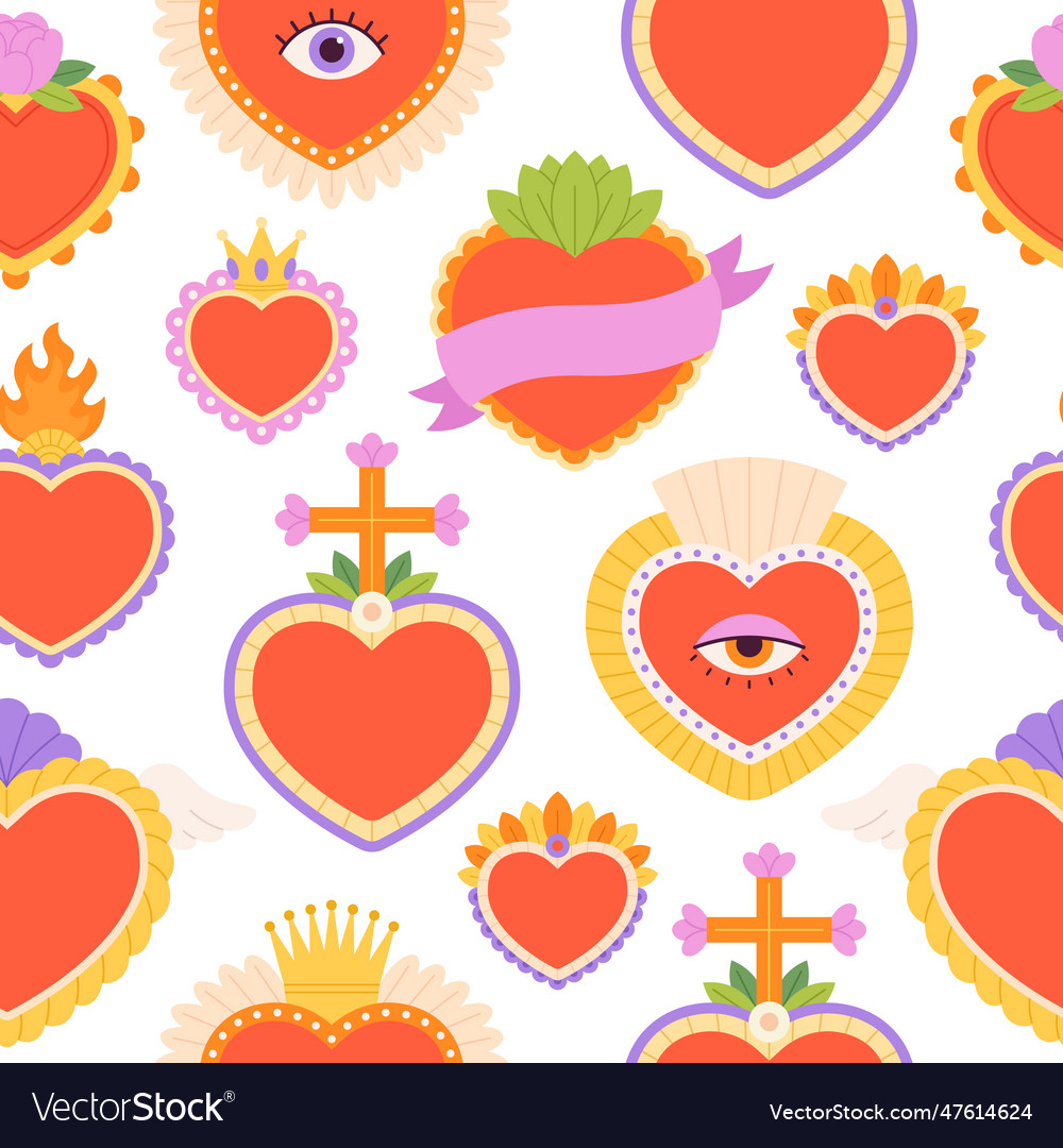 Mexican hearts seamless pattern heart fabric