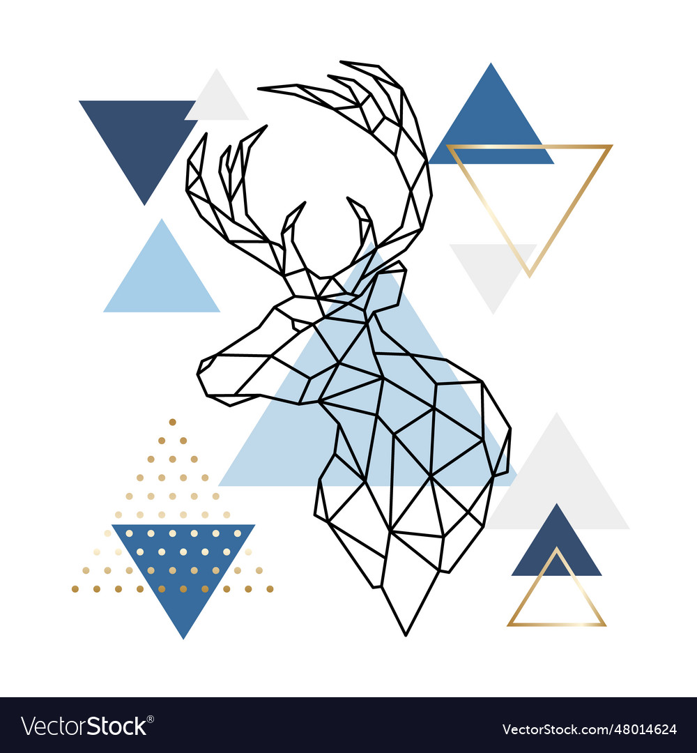 Scandinavian deer on an abstract background Vector Image