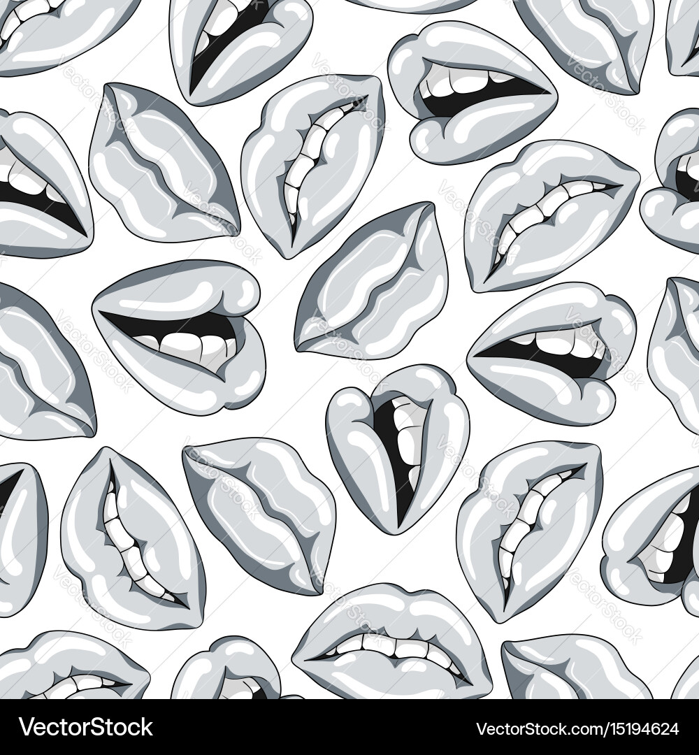 Seamless Pattern With Silver Lips Royalty Free Vector Image