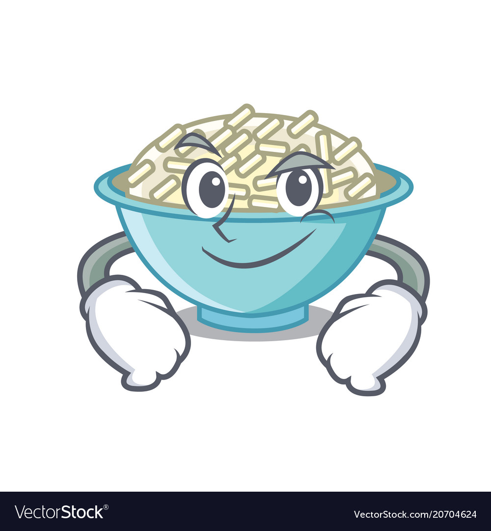 Smirking rice bowl character cartoon