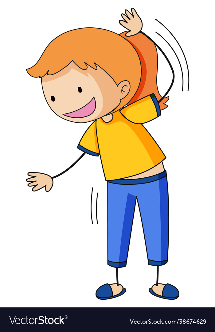 A girl cartoon character in doodle style isolated Vector Image