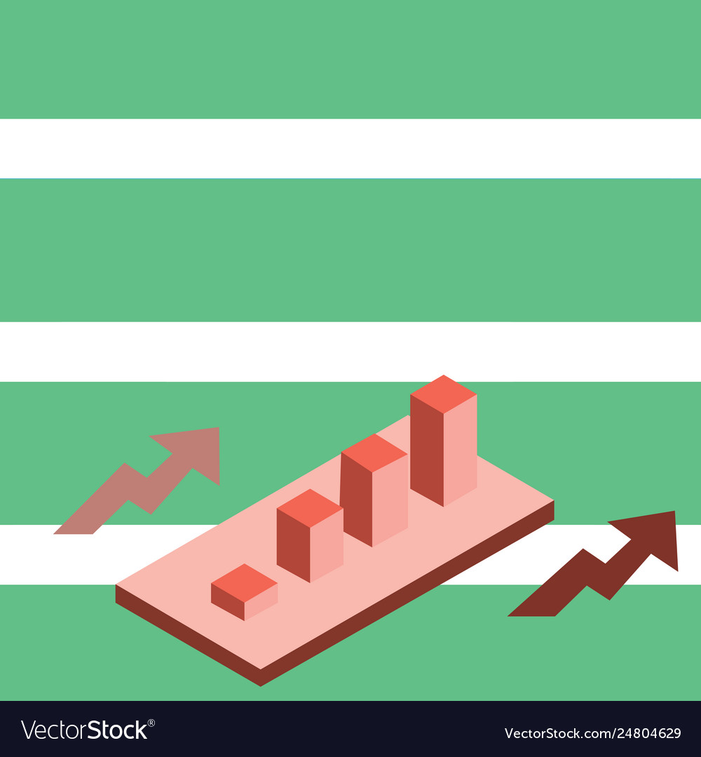 Colorful growing clustered 3d bar chart graph Vector Image