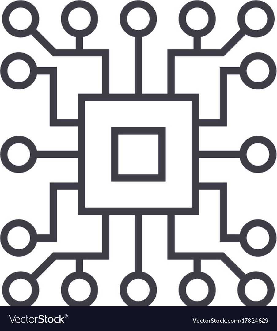 Computer sciencecircuit line icon sign