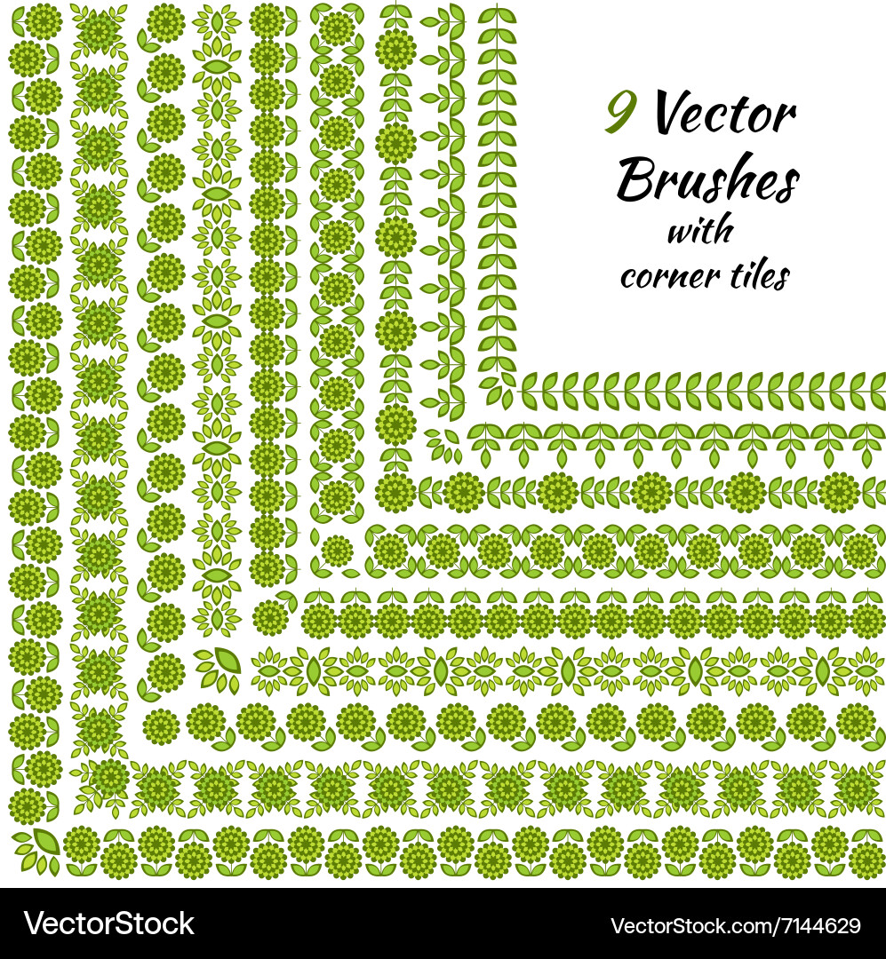 Decorative brushes with inner and outer Royalty Free Vector