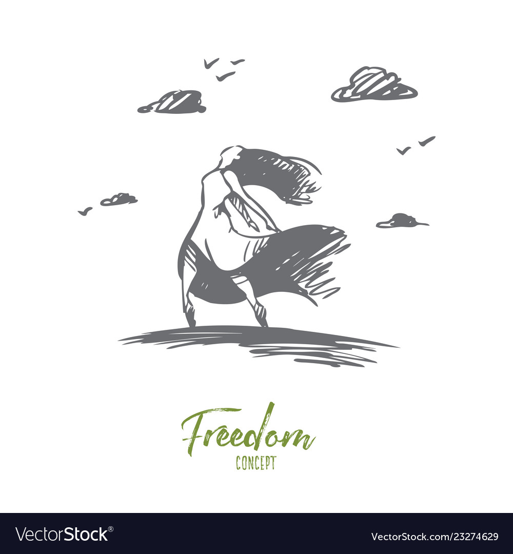 Happiness and freedom concept hand drawn isolated Vector Image