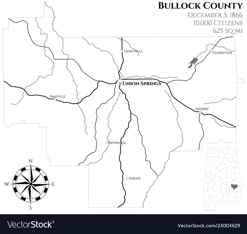 Karte von Bullock County in alabama