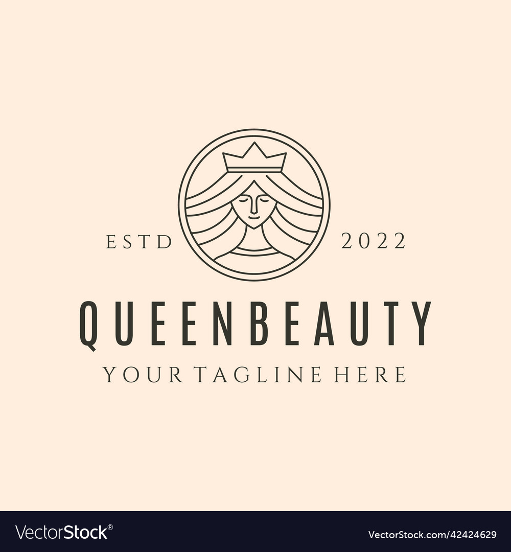 Queen beauty line art logo symbol design