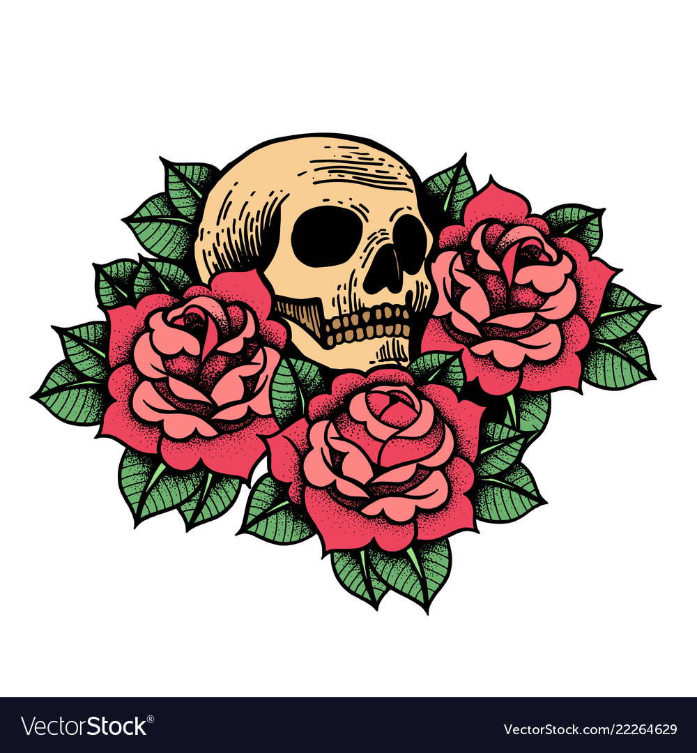 skull and roses tattoo