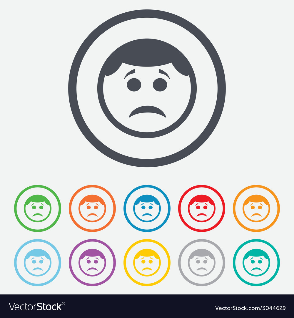 Sad face sign icon sadness symbol Royalty Free Vector Image