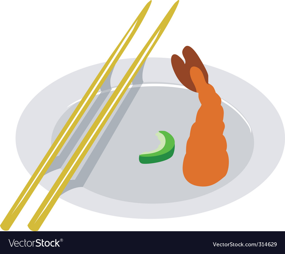 Shrimp and chopstick