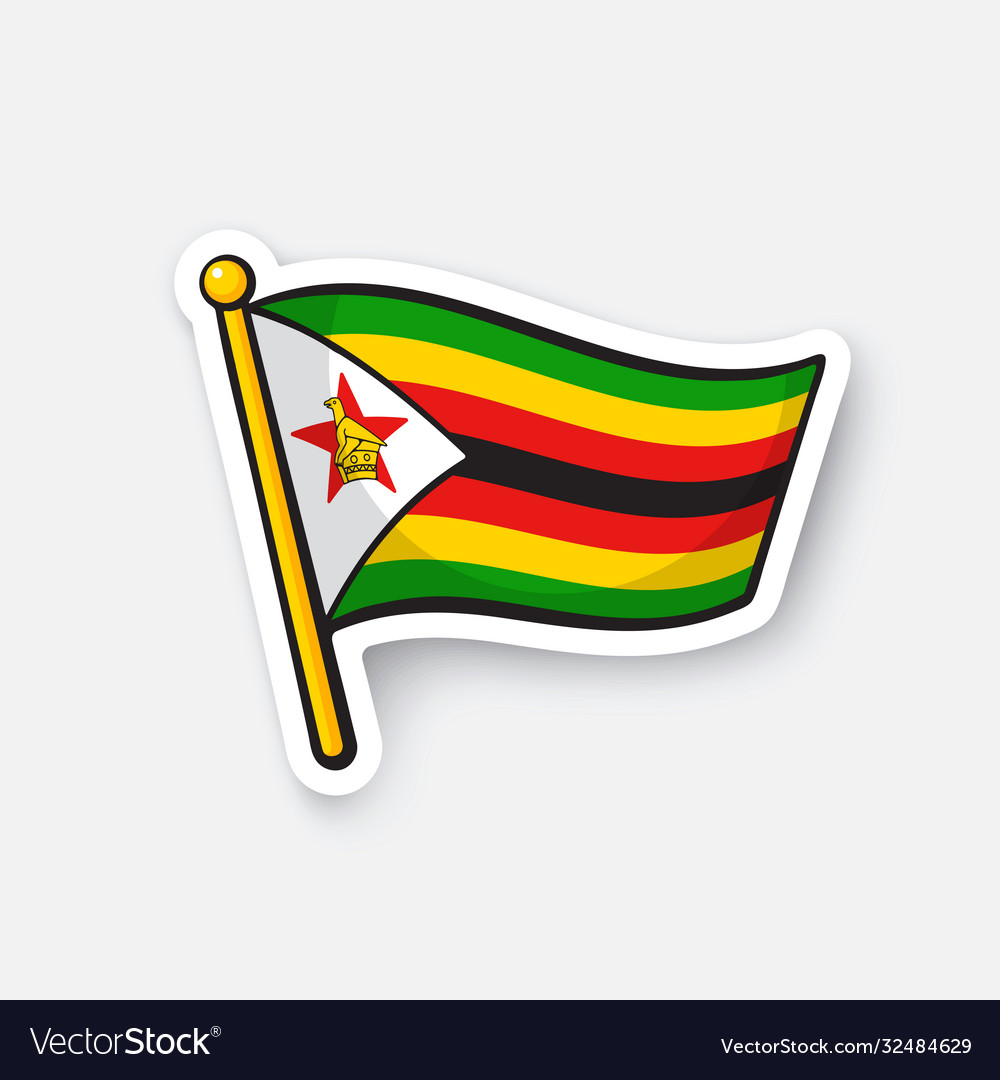 Sticker Flag Zimbabwe Royalty Free Vector Image