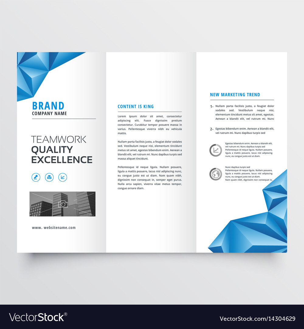 tri fold brochure flyer design with geometric vector image