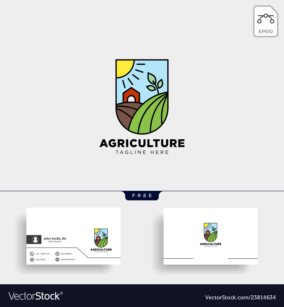 Agriculture eco green line art logo template icon