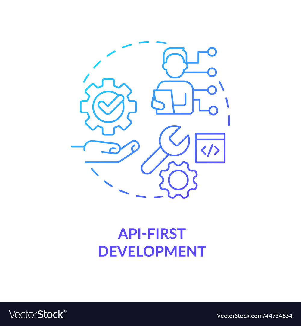 Api first development blue gradient concept icon vector image Api first development blue gradient concept icon