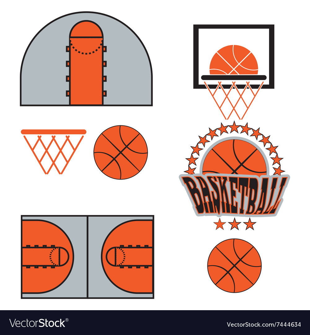 Basketball game objects icons