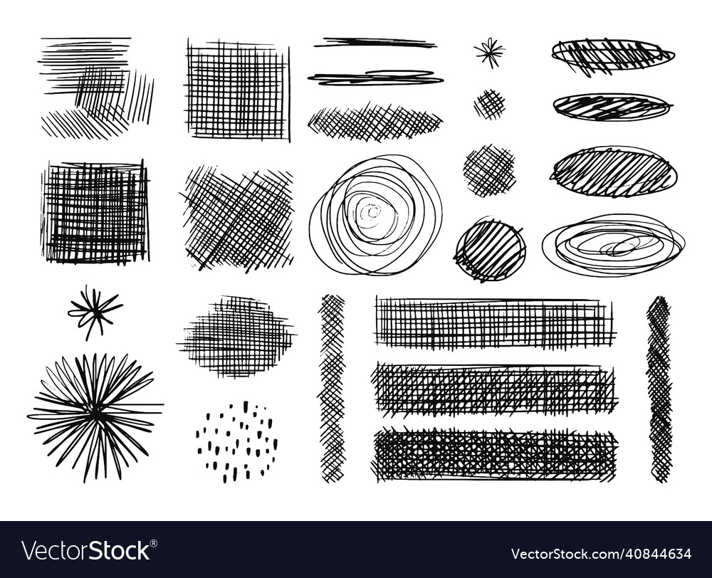 Collection of hatched strokes different Royalty Free Vector