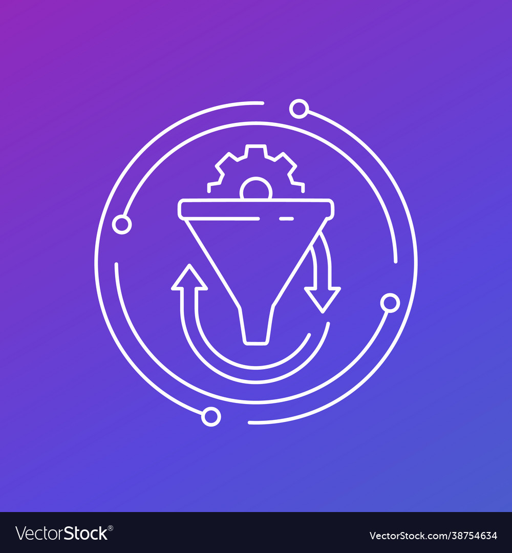 Conversion rate funnel line icon