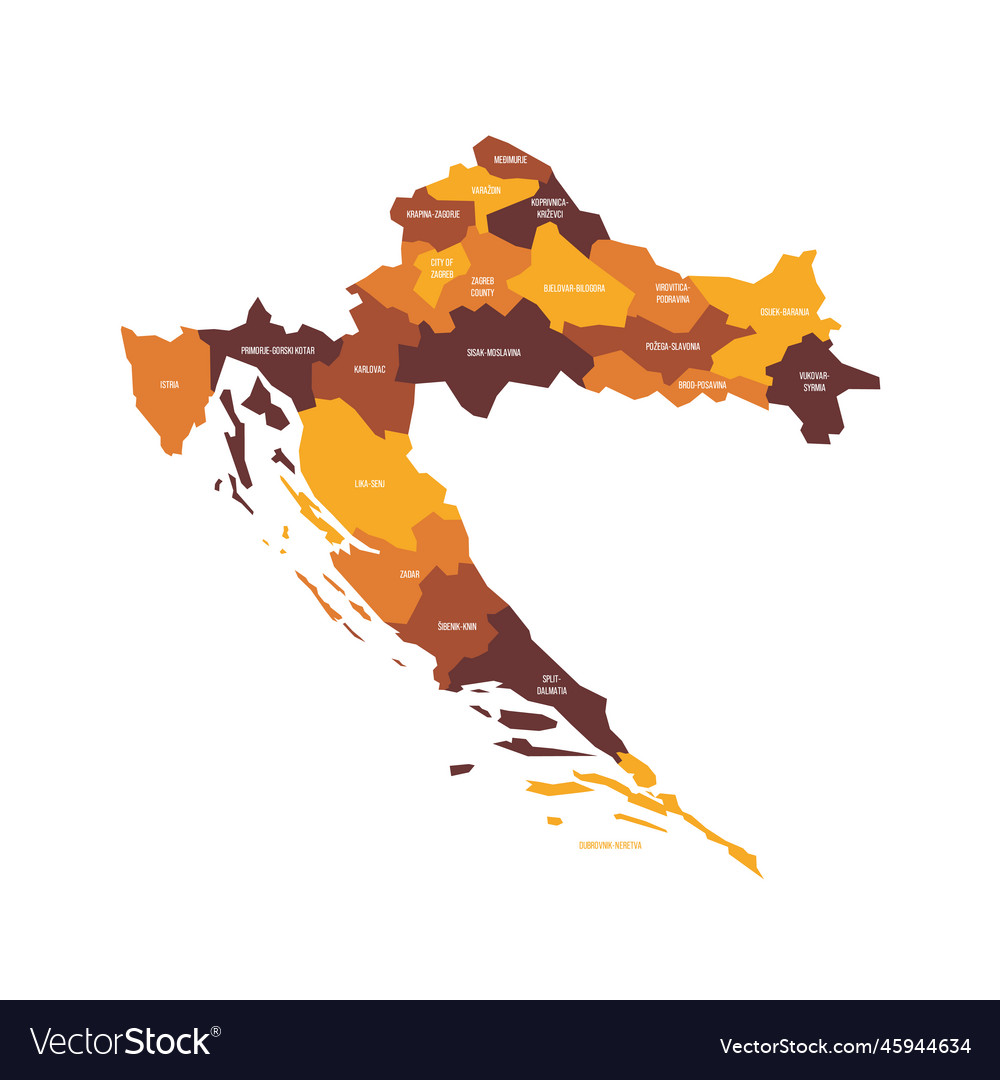 Croatia Political Map Of Administrative Divisions Vector Image Croatia Political Map Of Administrative Divisions Vector 45944634