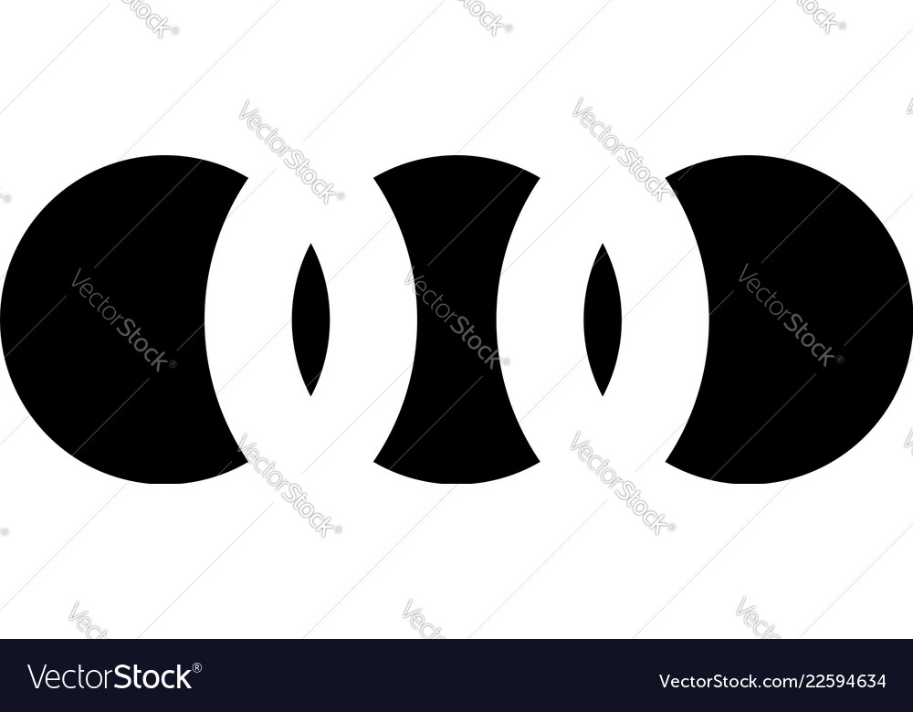 Interlocking circles rings contour Royalty Free Vector Image
