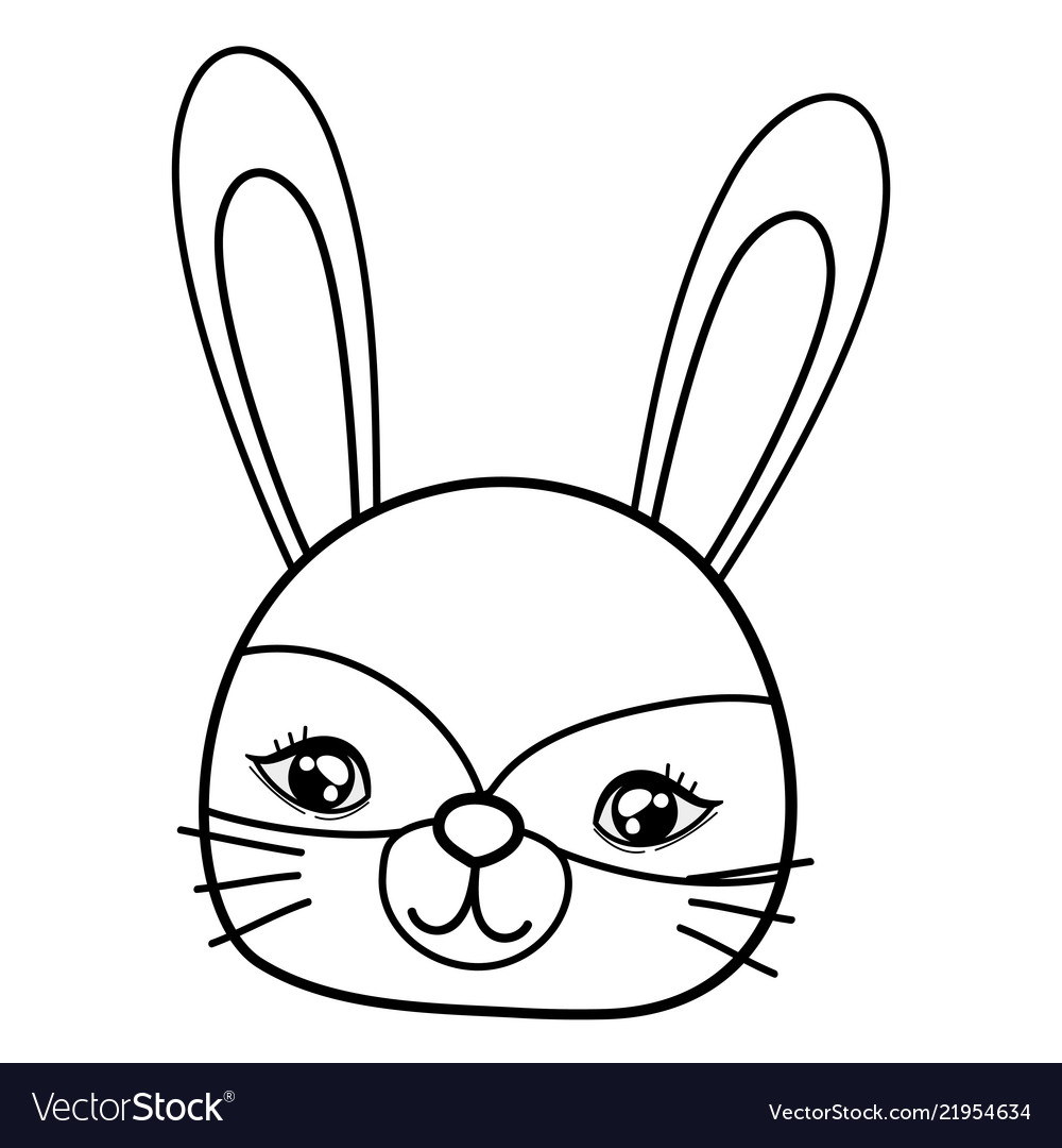 Outline cute rabbit head with costume mask Vector Image