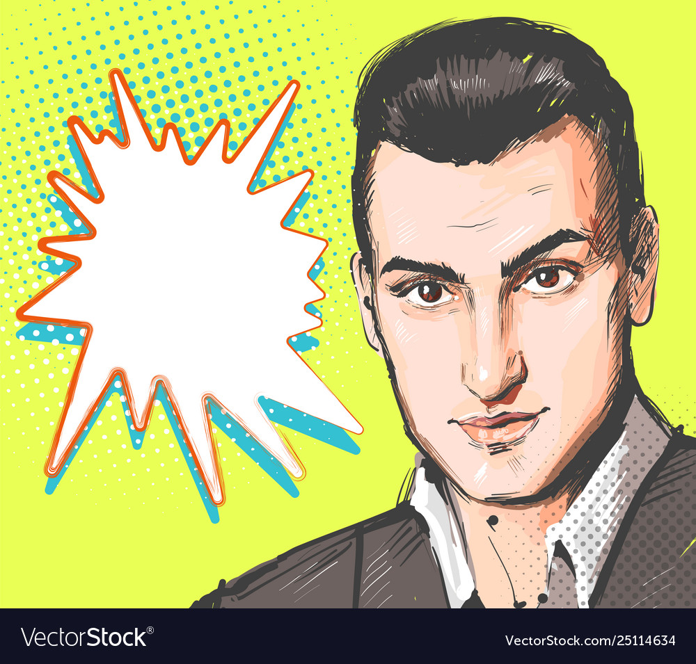 Pop art man young handsome portrait