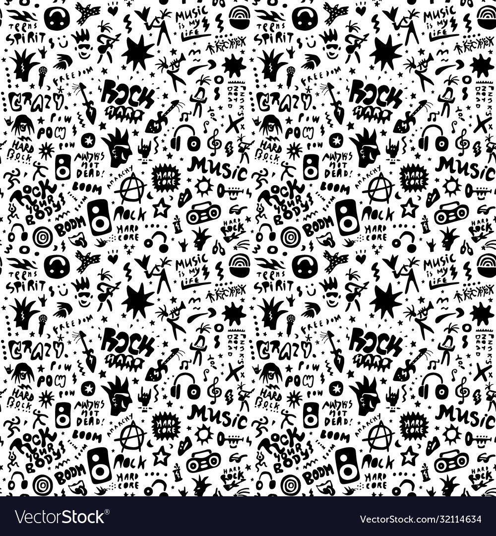 Rock music party - seamless pattern graphic Vector Image