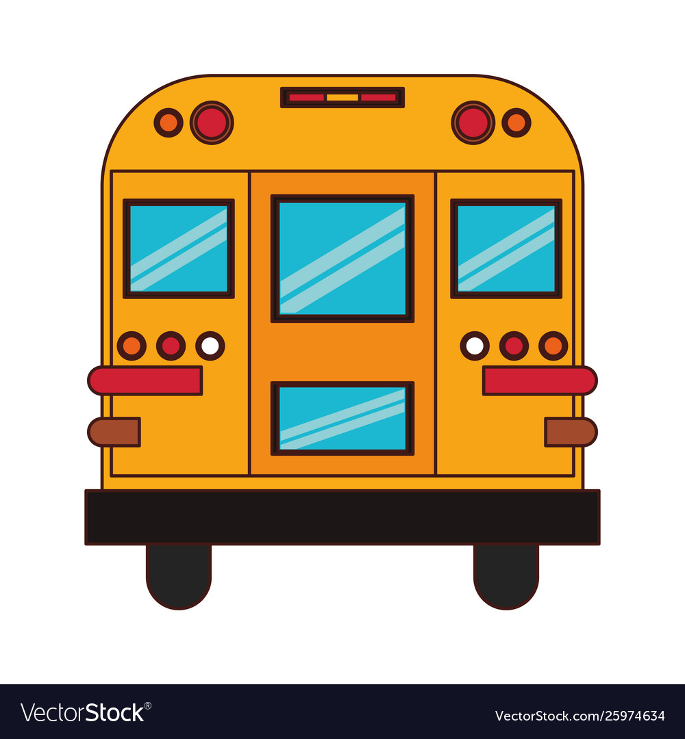 School bus backview isolated cartoon Royalty Free Vector