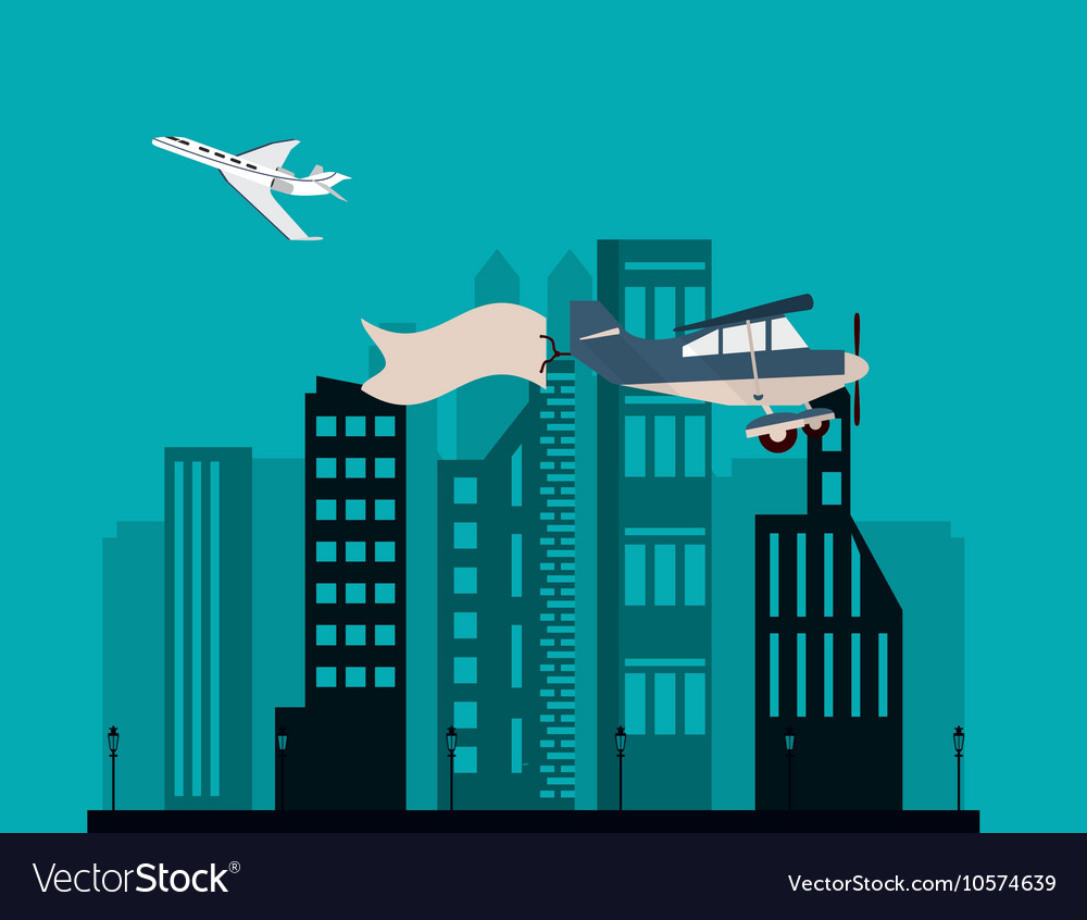 Airplane And Advertising Banner Over City Vector Image