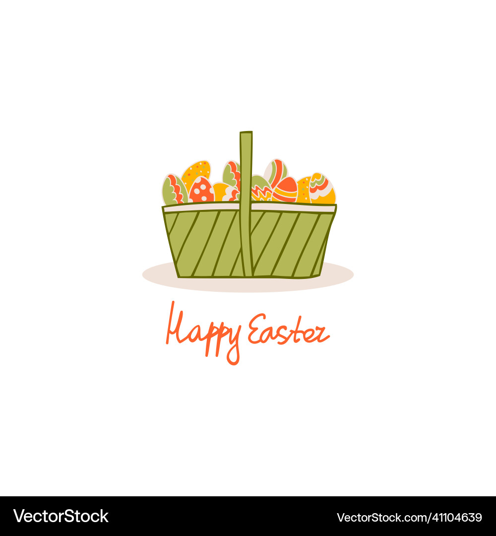 Basket with easter eggs Royalty Free Vector Image
