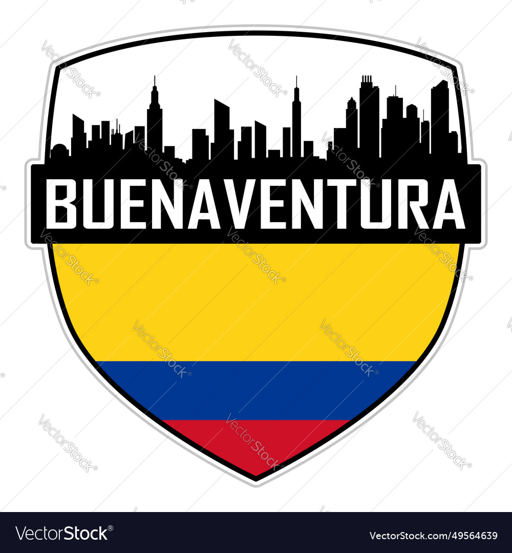 Buenaventura skyline silhouette colombia flag logo