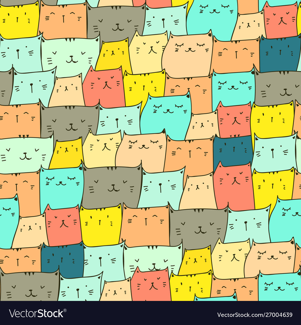 Cute cat seamless pattern background Royalty Free Vector