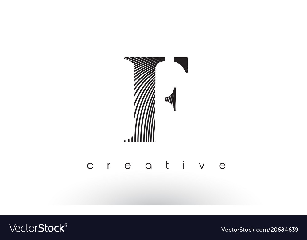 F logo design with multiple lines and black